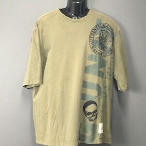 G Unit Shirt Mens Extra Large Olive Green Skull Graphic Heavyweight Hip Hop Tee